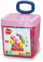 Ecoiffier Joc de construit în cutie pe roți Maxi Pink Abrick Écoiffier mare cuburi roz 40 bucăți de la 12 luni (ECO7828)