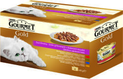 Gourmet Gold Duó Élmény - Nedveseledel macskáknak - Multipack (4 csomag | 4 x 4 x 85 g | 16 db konzerv) 1.36 kg