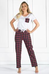 Momenti per Me Vivienne női luxuspizsama, fehér, kockás mintás, S