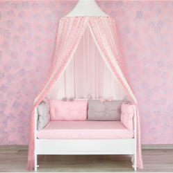 JoliBebe Baldachin de tavan din tulle si voal, alb cu roz Baldachin pat