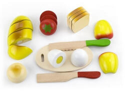 Inlea4Fun Set cutie mic dejun, cu tocător și cuțite din lemn Inlea4fun (3T-DK4) Bucatarie copii