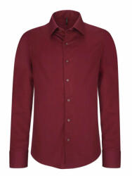 Kariban Férfi ing Kariban KA529 Long-Sleeved Cotton/Elastane Shirt -2XL, Wine