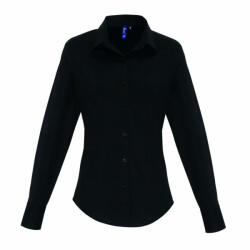 Premier Női blúz Premier PR344 Women'S Stretch-Fit Cotton poplin Long Sleeve Shirt -L, Black