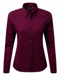 Premier Női blúz Premier PR352 Maxton' Check Women'S Long Sleeve Shirt -XL, Black/Red