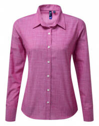Premier Női blúz Premier PR345 Women'S Cotton Slub Chambray Long Sleeve Shirt -XS, Red