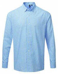 Premier Férfi ing Premier PR252 Maxton' Check Men'S Long Sleeve Shirt -S, Light Blue/White