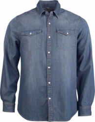 Kariban Férfi ing Kariban KA519 Men'S Long-Sleeved Denim Shirt -3XL, Blue Jean