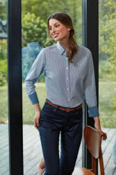 Premier Női blúz Premier PR338 Women'S Cotton Rich Oxford Stripes Shirt -L, Oxford Blue