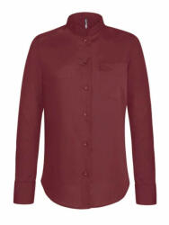 Kariban Női blúz Kariban KA514 Ladies' Long-Sleeved Mandarin Collar Shirt -2XL, Wine