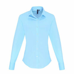 Premier Női blúz Premier PR344 Women'S Stretch-Fit Cotton poplin Long Sleeve Shirt -2XL, Pale Blue