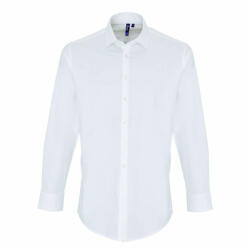 Premier Férfi ing Premier PR244 Men'S Stretch-Fit Cotton poplin Long Sleeve Shirt -2XL, White