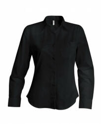 Kariban Női blúz Kariban KA542 Ladies' Long-Sleeved Cotton poplin Shirt -XL, Black