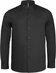 Kariban Férfi ing Kariban KA515 Men'S Long-Sleeved Mandarin Collar Shirt -XL, Black