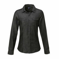 Premier Női blúz Premier PR322 Women'S Jeans Stitch Denim Shirt -L, Black Denim