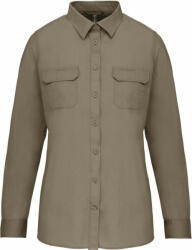Kariban Női blúz Kariban KA591 Ladies' Long Sleeved Safari Shirt -S, Light Khaki