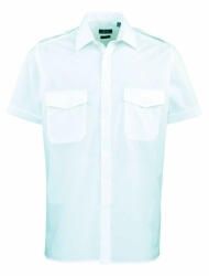 Premier Férfi ing Premier PR212 Men’S Short Sleeve pilot Shirt -2XL/3XL, Light Blue