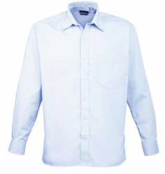 Premier Férfi ing Premier PR200 Men'S Long Sleeve poplin Shirt -S/M, Light Blue