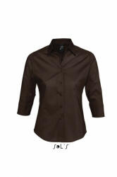 SOL'S Női blúz SOL'S SO17010 Sol'S Effect - 3/4 Sleeve Stretch Women'S Shirt -XS, Dark Brown