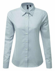Premier Női blúz Premier PR352 Maxton' Check Women'S Long Sleeve Shirt -L, Silver/White