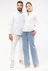 Kariban Női blúz Kariban KA510 Ladies’ Long-Sleeved Cotton poplin Shirt -XL, Striped Pale Blue