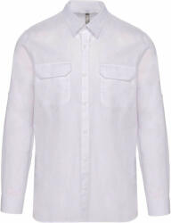 Kariban Férfi ing Kariban KA590 Men'S Long-Sleeved Safari Shirt -3XL, White