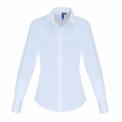 Premier Női blúz Premier PR344 Women'S Stretch-Fit Cotton poplin Long Sleeve Shirt -M, White