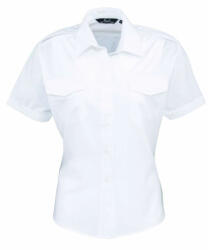 Premier Női blúz Premier PR312 Women'S Short Sleeve pilot Shirt -3XL, White