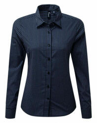 Premier Női blúz Premier PR352 Maxton' Check Women'S Long Sleeve Shirt -L, Steel/Black