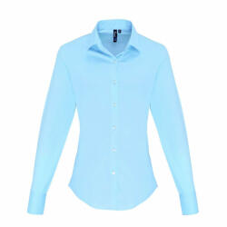 Premier Női blúz Premier PR344 Women'S Stretch-Fit Cotton poplin Long Sleeve Shirt -M, Pale Blue