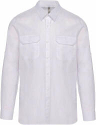 Kariban Férfi ing Kariban KA590 Men'S Long-Sleeved Safari Shirt -2XL, White