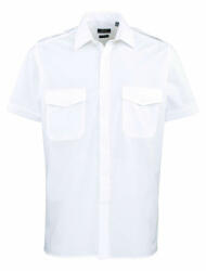 Premier Férfi ing Premier PR212 Men’S Short Sleeve pilot Shirt -XL, White