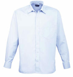 Premier Férfi ing Premier PR200 Men'S Long Sleeve poplin Shirt -2XL/3XL, Light Blue