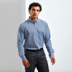 Premier Férfi ing Premier PR252 Maxton' Check Men'S Long Sleeve Shirt -3XL, Steel/Black
