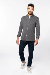 Kariban Férfi ing Kariban KA507 Long-Sleeved Jacquard Knit Shirt -2XL, Jacquard Blue