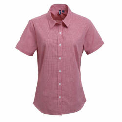 Premier Női blúz Premier PR321 Women'S Short Sleeve Gingham Microcheck Shirt -XL, Red/White