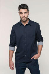 Kariban Férfi ing Kariban KA586 Men'S nevada Long Sleeve Cotton Shirt -XL, Navy