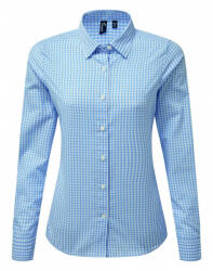 Premier Női blúz Premier PR352 Maxton' Check Women'S Long Sleeve Shirt -L, Light Blue/White
