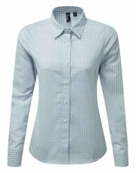 Premier Női blúz Premier PR352 Maxton' Check Women'S Long Sleeve Shirt -S, Silver/White