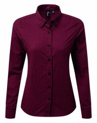 Premier Női blúz Premier PR352 Maxton' Check Women'S Long Sleeve Shirt -2XL, Black/Red