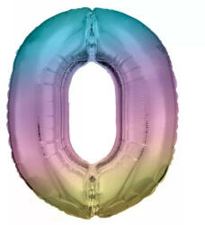 Pastel Rainbow óriás szám fólia lufi 0-ás, 83 cm (DPA9909708) - kidsfashion