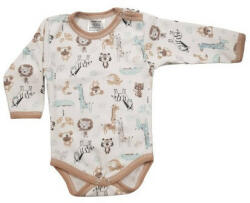 Hosszú ujjú, mintás body 86 - Szafari Drapp - babyshopkaposvar