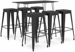 vidaXL Set mobilier de bar, 7 piese, negru (3057387)