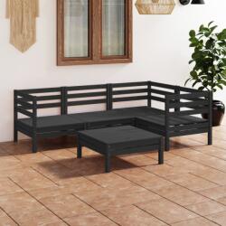 vidaXL Set mobilier de grădină, 5 piese, negru, lemn masiv de pin (3082696) - vidaxl
