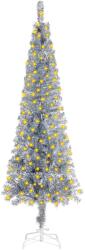 vidaXL Brad de Crăciun subțire cu LED-uri, argintiu, 150 cm (3078009)