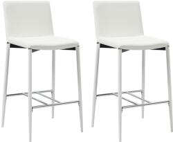vidaXL Scaune de bar, 2 buc. , alb, piele ecologică (281514)