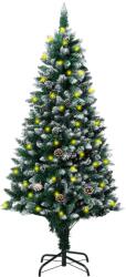 vidaXL Brad de Crăciun artificial, LED&conuri pin&zăpadă albă, 150 cm (3077444)