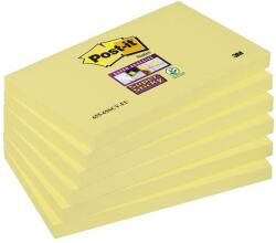 3M Öntapadó jegyzettömb csomag, 76x127 mm, 6x90 lap, 3M POSTIT Super Sticky , kanári sárga (LP6556SSCYEU) - papirdepo