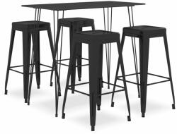 vidaXL Set mobilier de bar, 5 piese, negru (3057373)