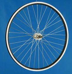 Csepel Ranger 26 colos (559 mm) MTB hátsó kerék, csavaros tengellyel, menetes racsnihoz, fekete-ezüst