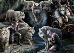 Bluebird Puzzle 90037 - Anne Stokes Collection - Wolf Collage - 1500 db-os puzzle (90037)